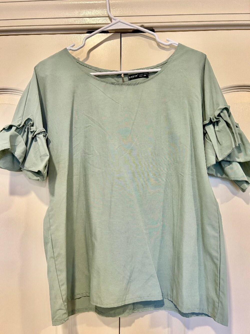 Sage Green Ruffle Sleeve Top